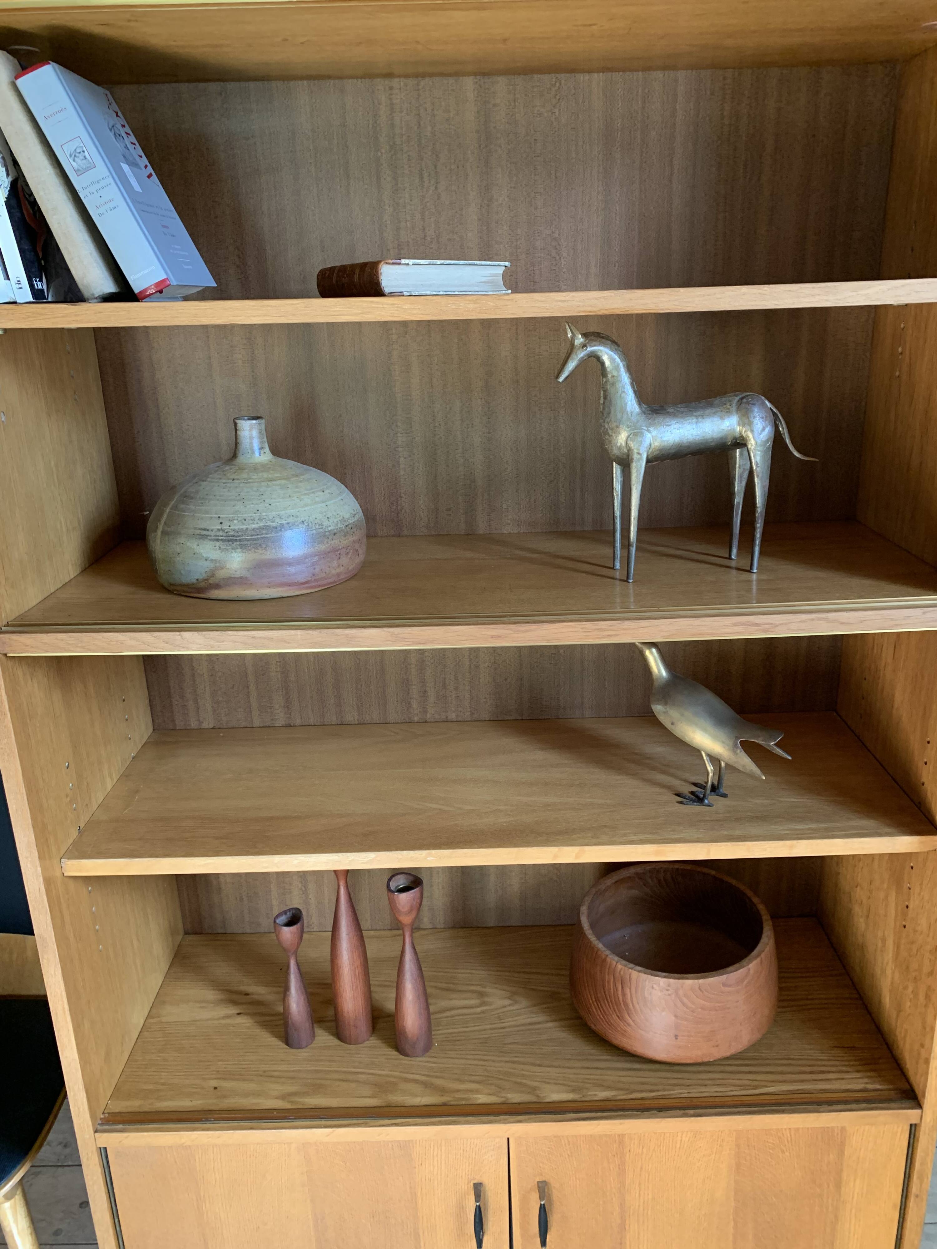 Vintage modernist oak display bookcase