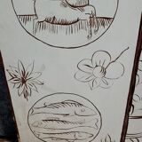 Two-leaf screen depicting a historical figure and symbols