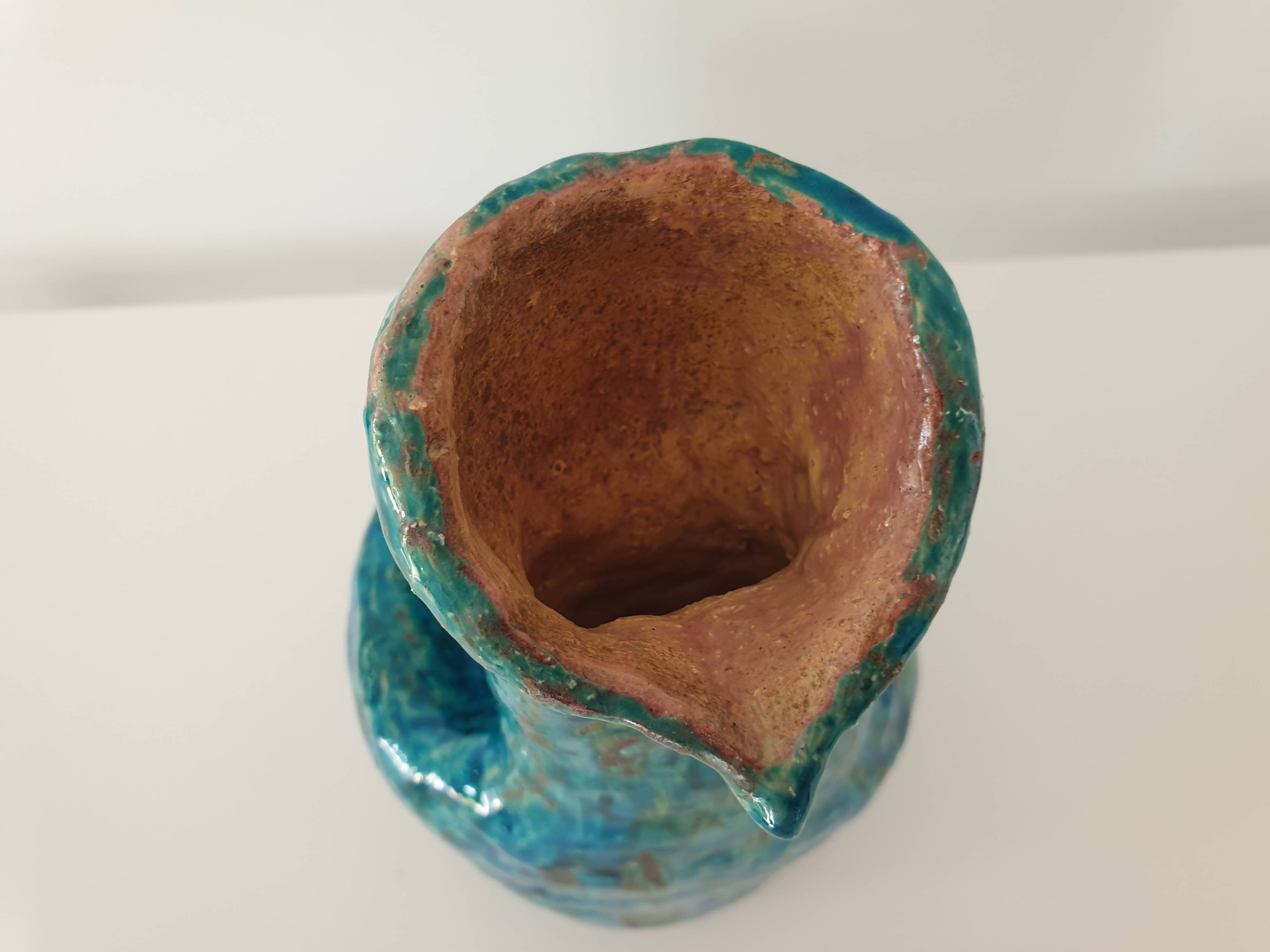 Brutalist Zoomorphic Bird Ceramic Flower Vase Signed NICOLE