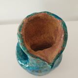 Brutalist Zoomorphic Bird Ceramic Flower Vase Signed NICOLE