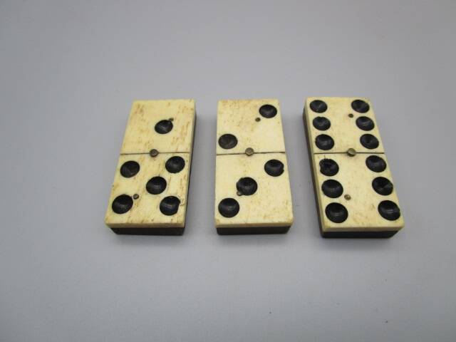 Antique domino game made of wood and bone