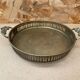 Antique openwork brass serving tray + flower handles vintage kitchen