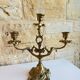 Antique Art Nouveau chandelier in gilded bronze with 3 lights – Vintage candlestick