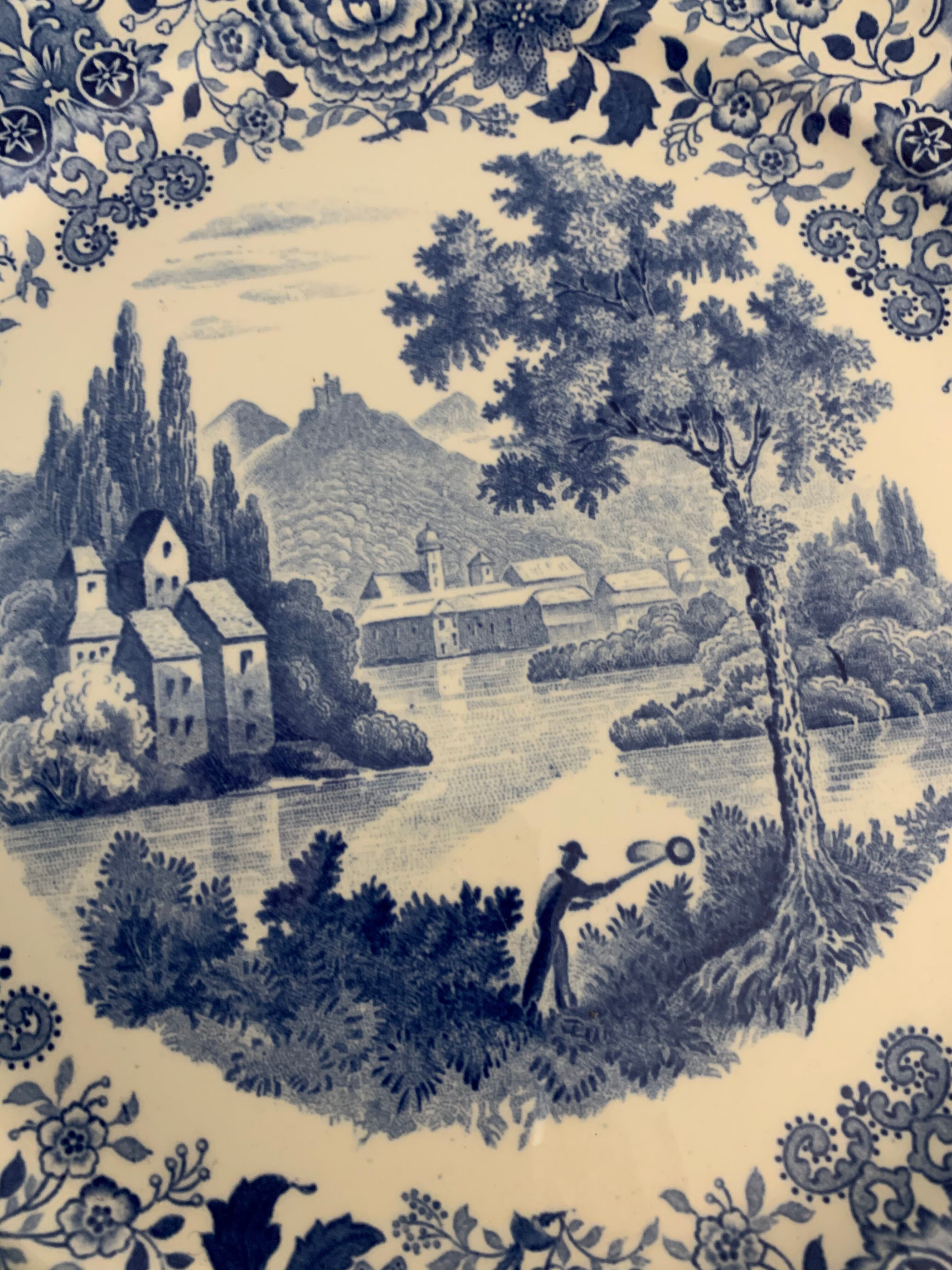 10 assiettes plates bleues Villeroy et Boch modèle Burgenland 1950