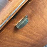 Art Deco bar cabinet in brown walnut with integrated lamp and three sockets, 1950s.