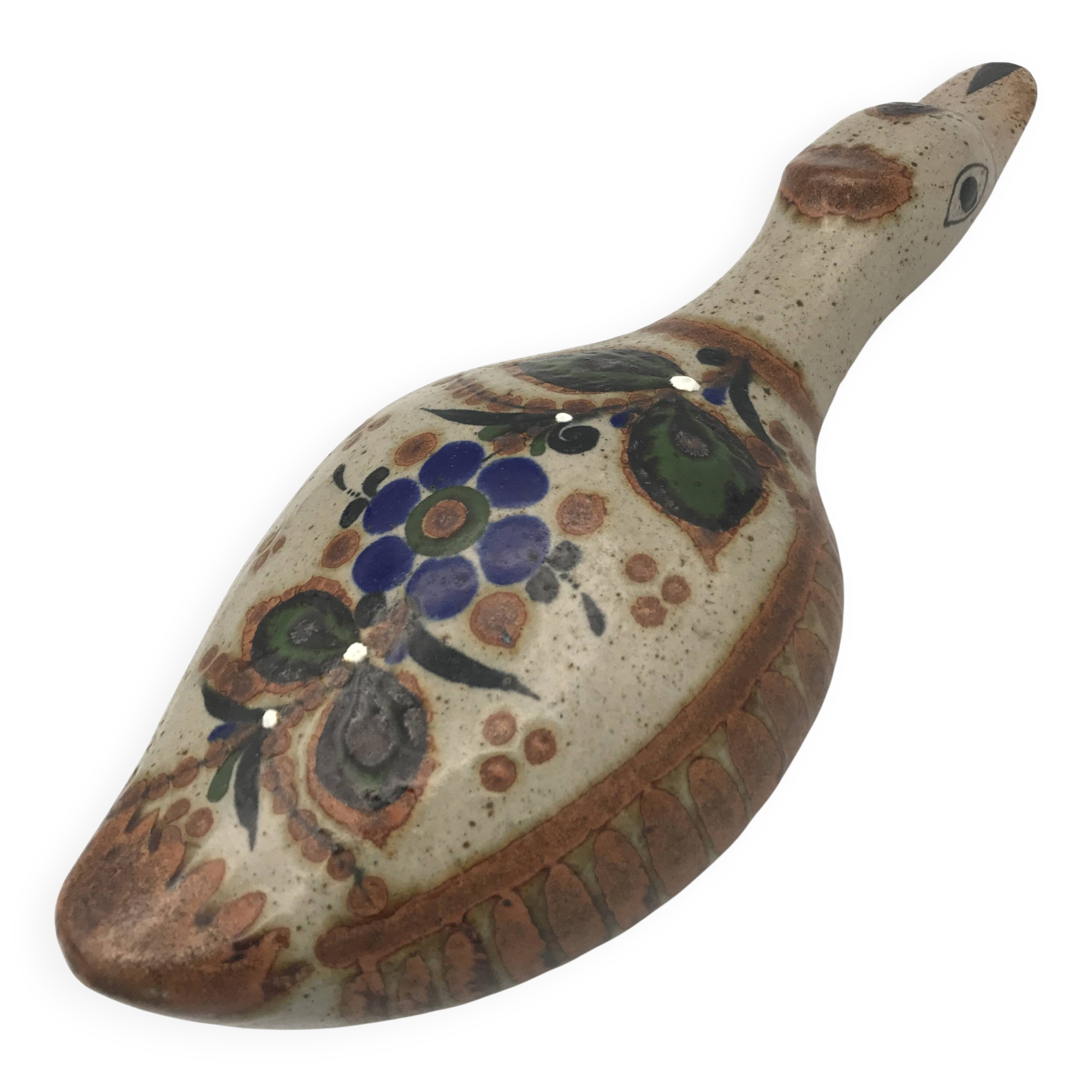 Ceramic Duck from Mexico, floral painting decoration