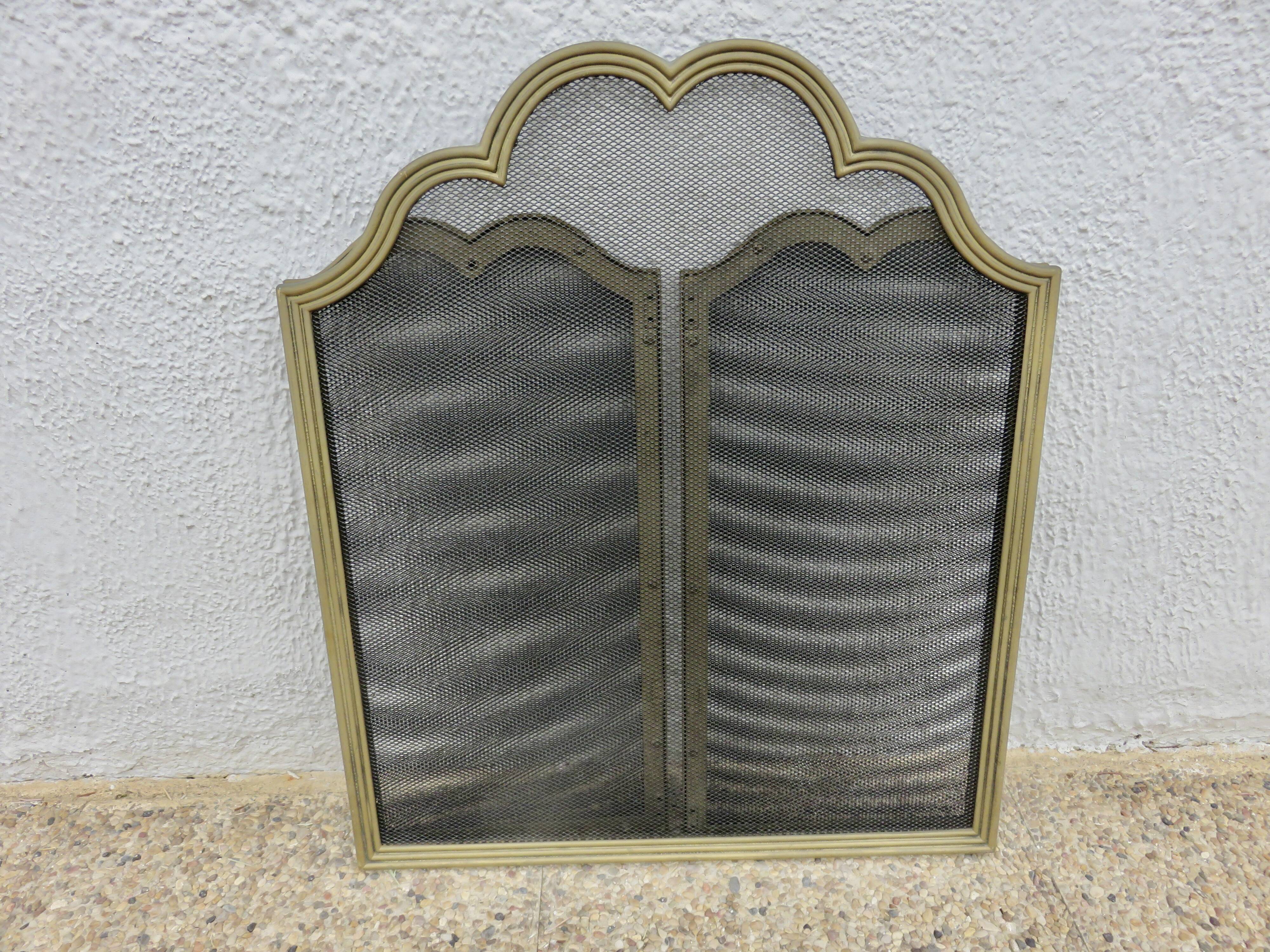 Fire screen, spark guard for fireplace "made in Italy" 3 panels in brass 70