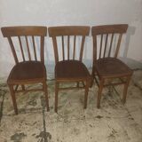 3 anciennes chaises bistrot bois année 50
