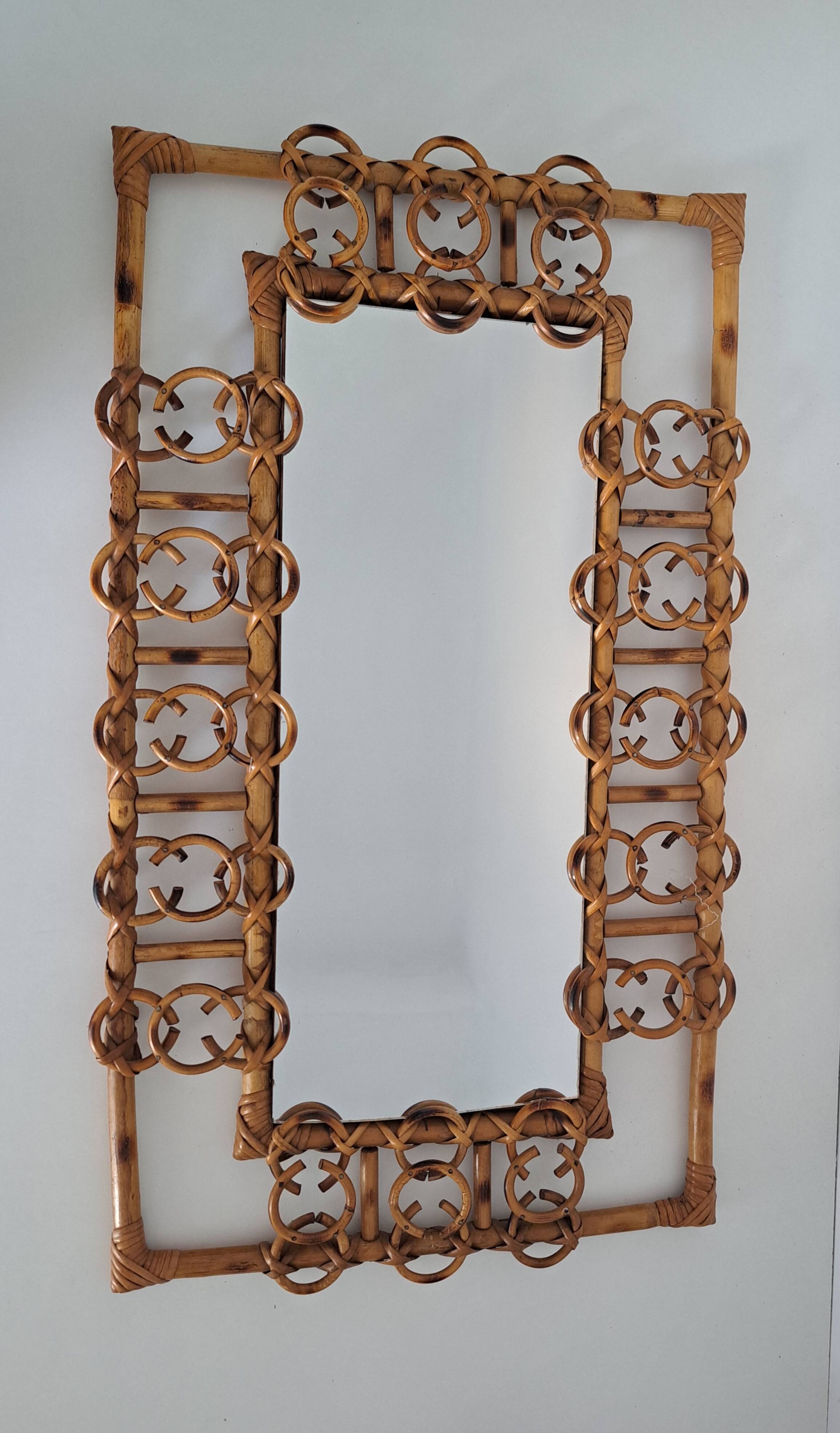 Vintage bamboo mirror