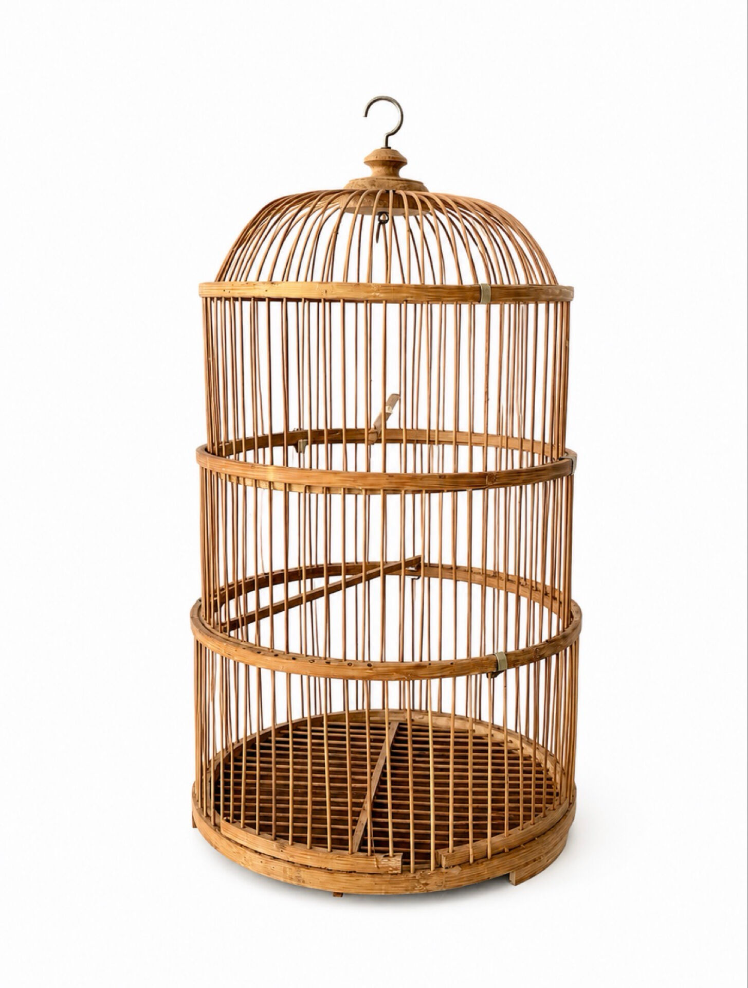 Large bamboo and rattan birdcage from the 1970s.