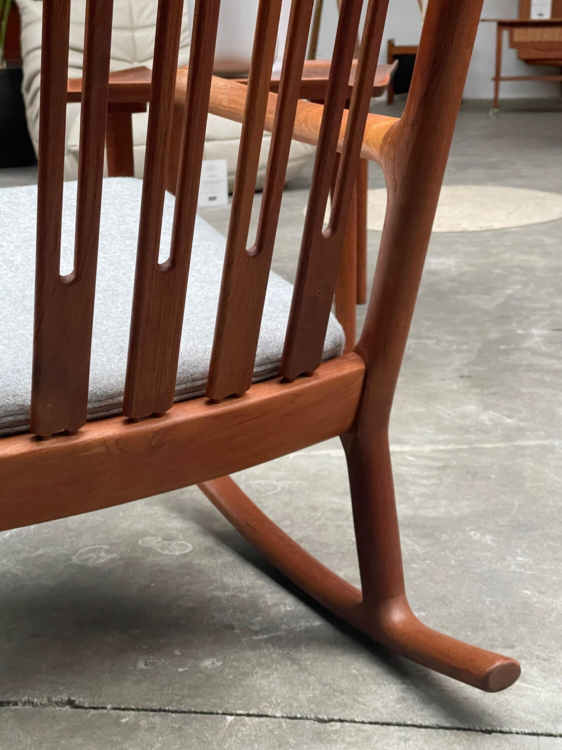 Rocking chair by Hans Olsen for Juul Kristensen in grey felt