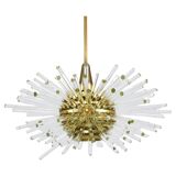 Lustre Bakalowits Miracle Sputnik en laiton avec tiges en verre cristal, années 1960
