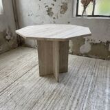 Octagonal travertine coffee table