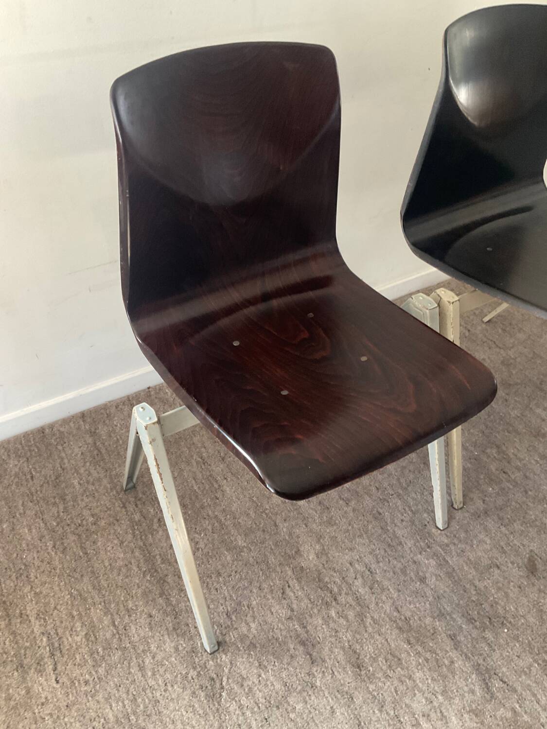 Pair of Pagholz-Germany industrial chairs from the 50s-60s