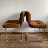 Vintage suede chair pair