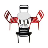 Set of 4 Tolix T2 chairs & vintage white table