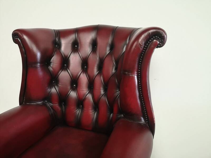 English armchair chesterfield burgundy leather