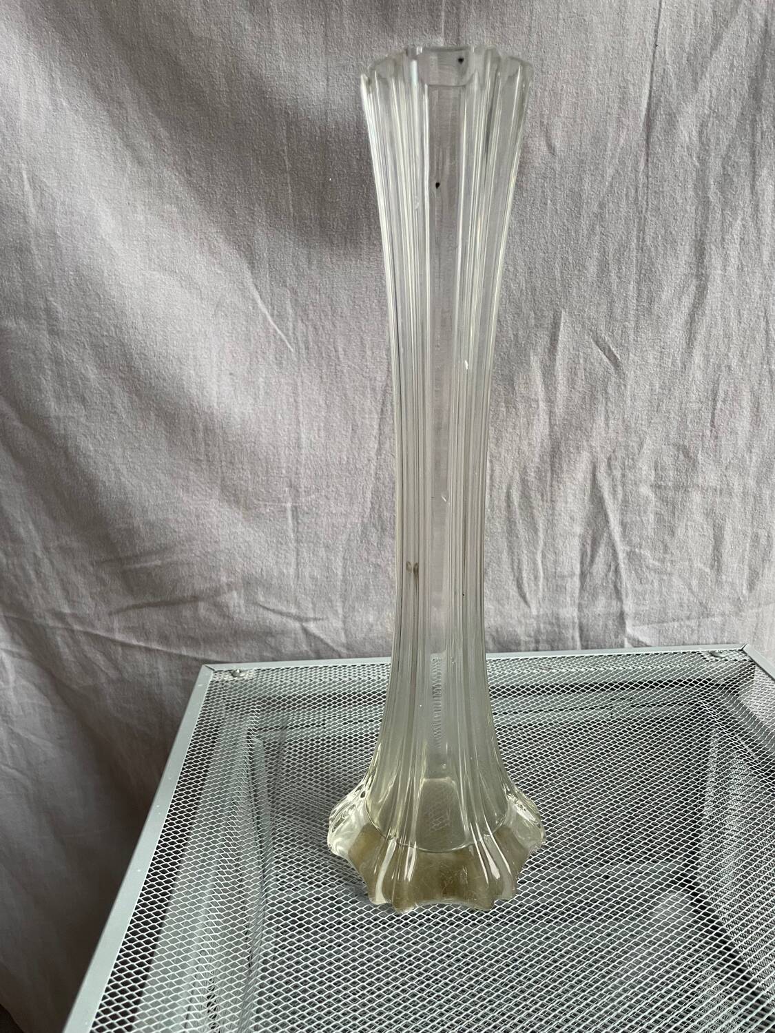 Vase, Soliflore with 6 serrated sides 20th century