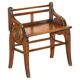 Antique entrance bench by Jas Shoolbred with brass fittings and walnut frame circa 1890.