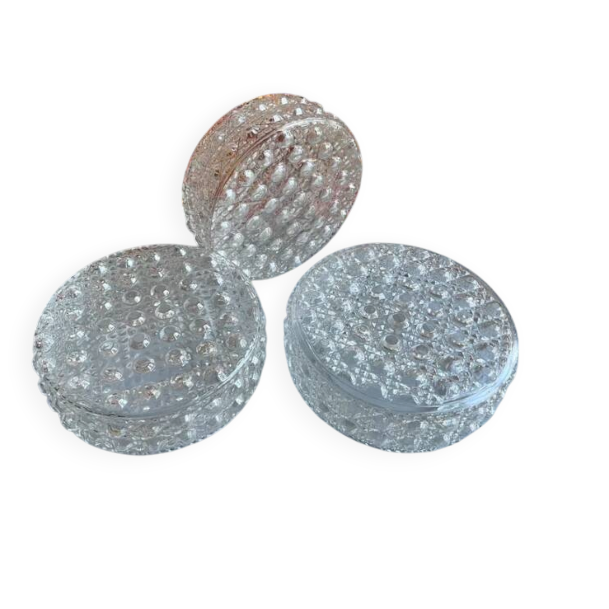 Set of three round glass bubble wall lights from the 70s/80s.