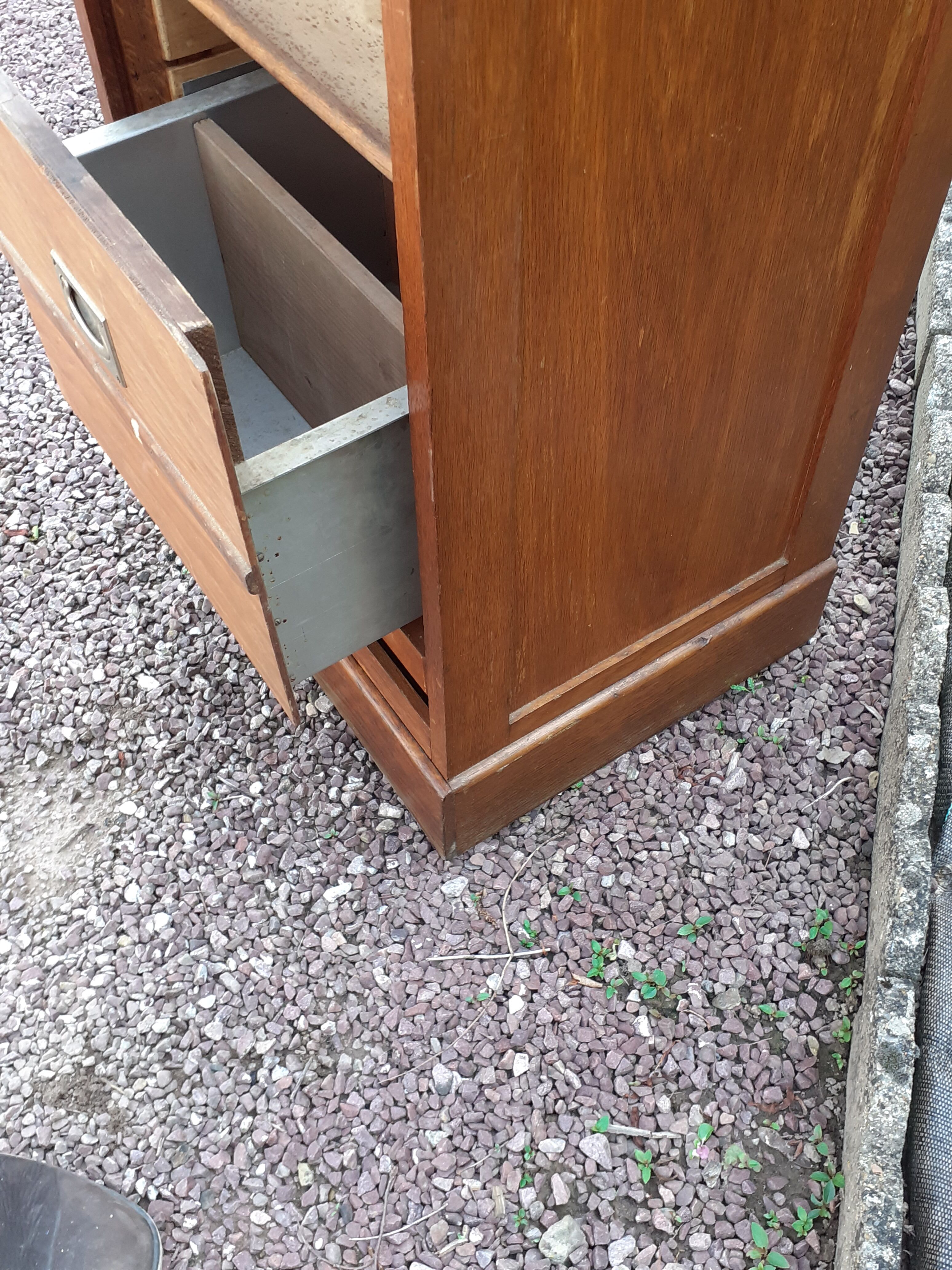 Storage cabinet locker with old wooden curtain