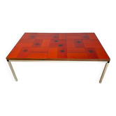 Table basse mid-century en céramique rouge, Danemark, années 60