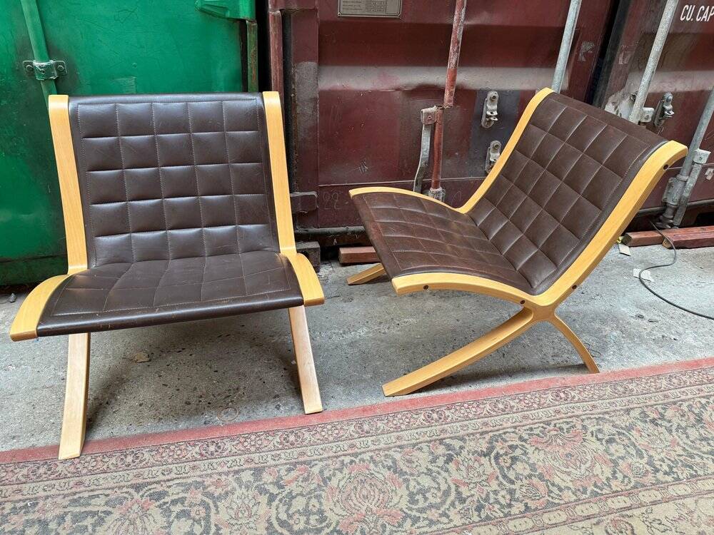 AX chairs attributed to Peter Hvidt & Orla Mölgaard, attributed to Fritz Hasen, 1978, set of 2