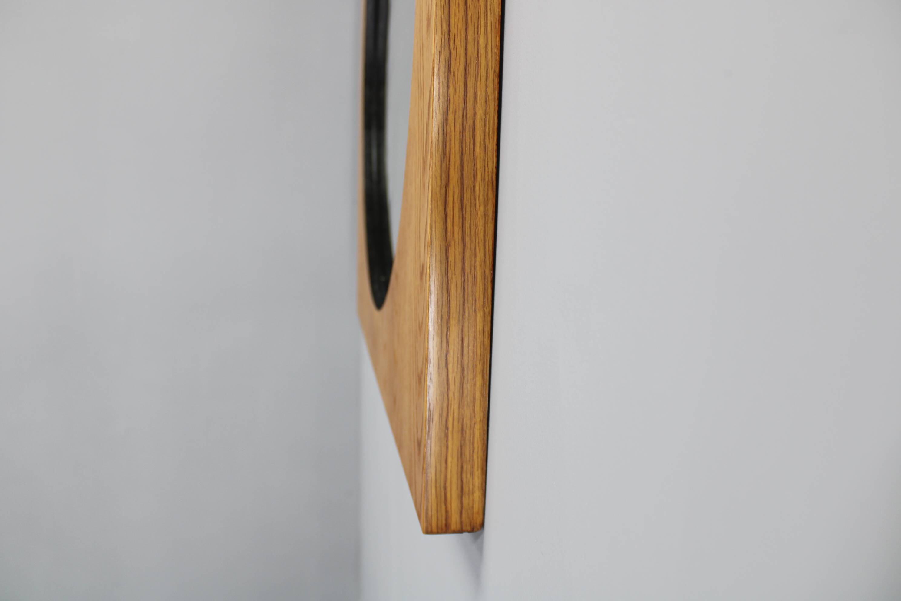 1970s Pair of Oak Large Square Mirrors, Czechoslovakia