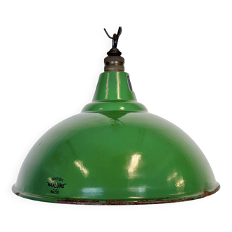Industrial British Green Enamel Factory Pendant Lamp from Maxlume, 1960s