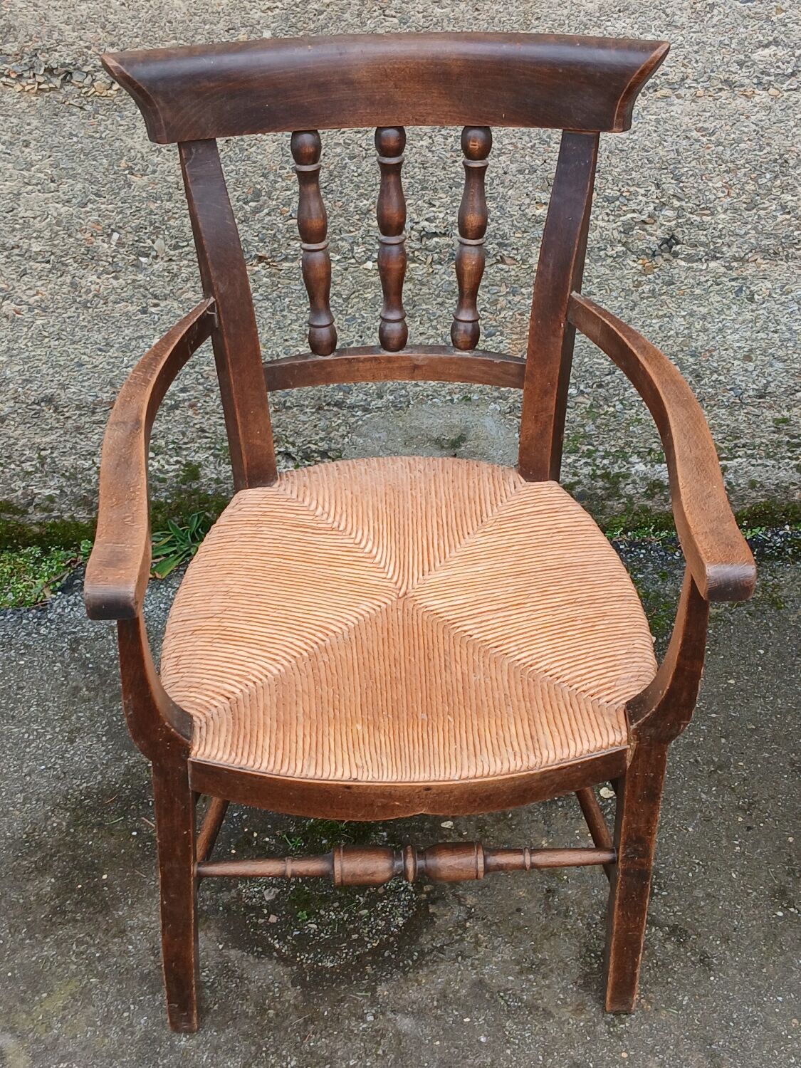 Pair of antique straw-seated armchairs