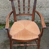 Pair of antique straw-seated armchairs