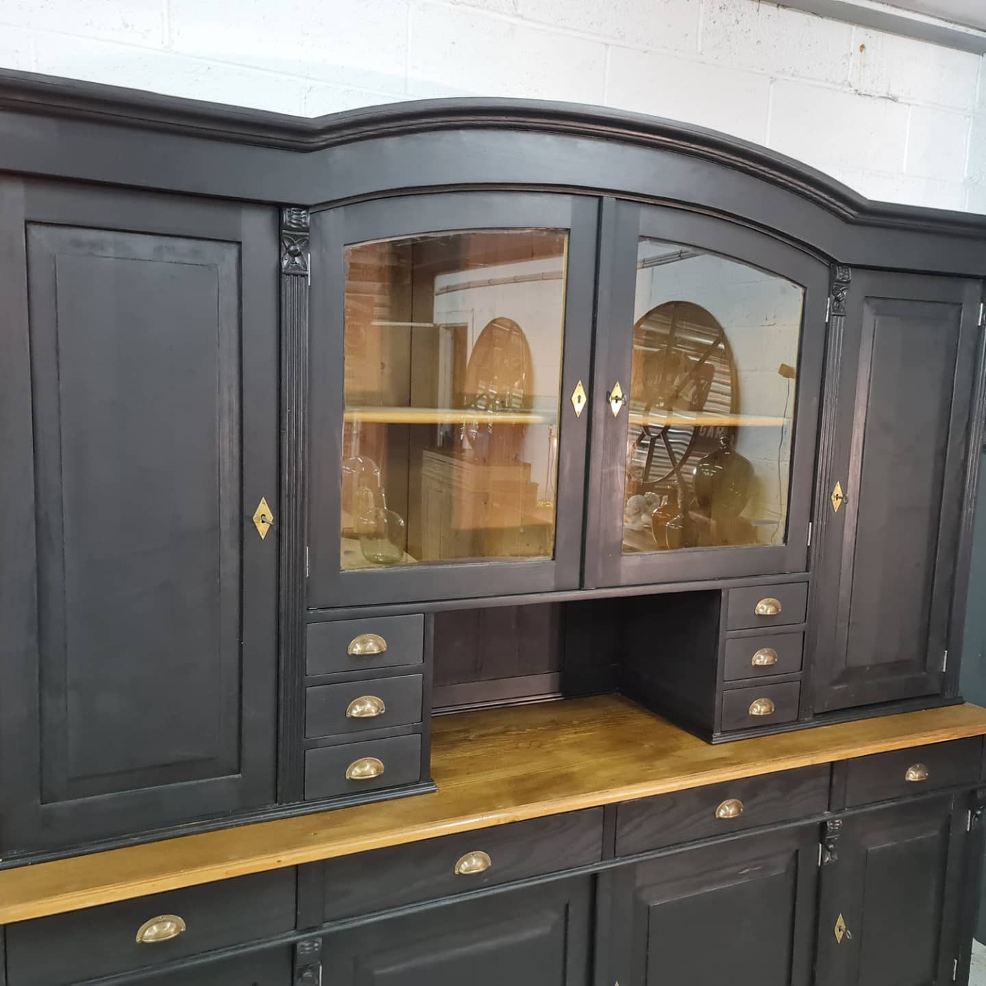 Large cabinet cabinet patina black buffet bookcase drawers