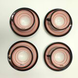 Set of Four Ceramic Coffee Cups by Baldelli with Milk Jug and Sugar Bowl, Italy