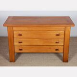 Commode en orme massif éditée par Maison Regain, 1970