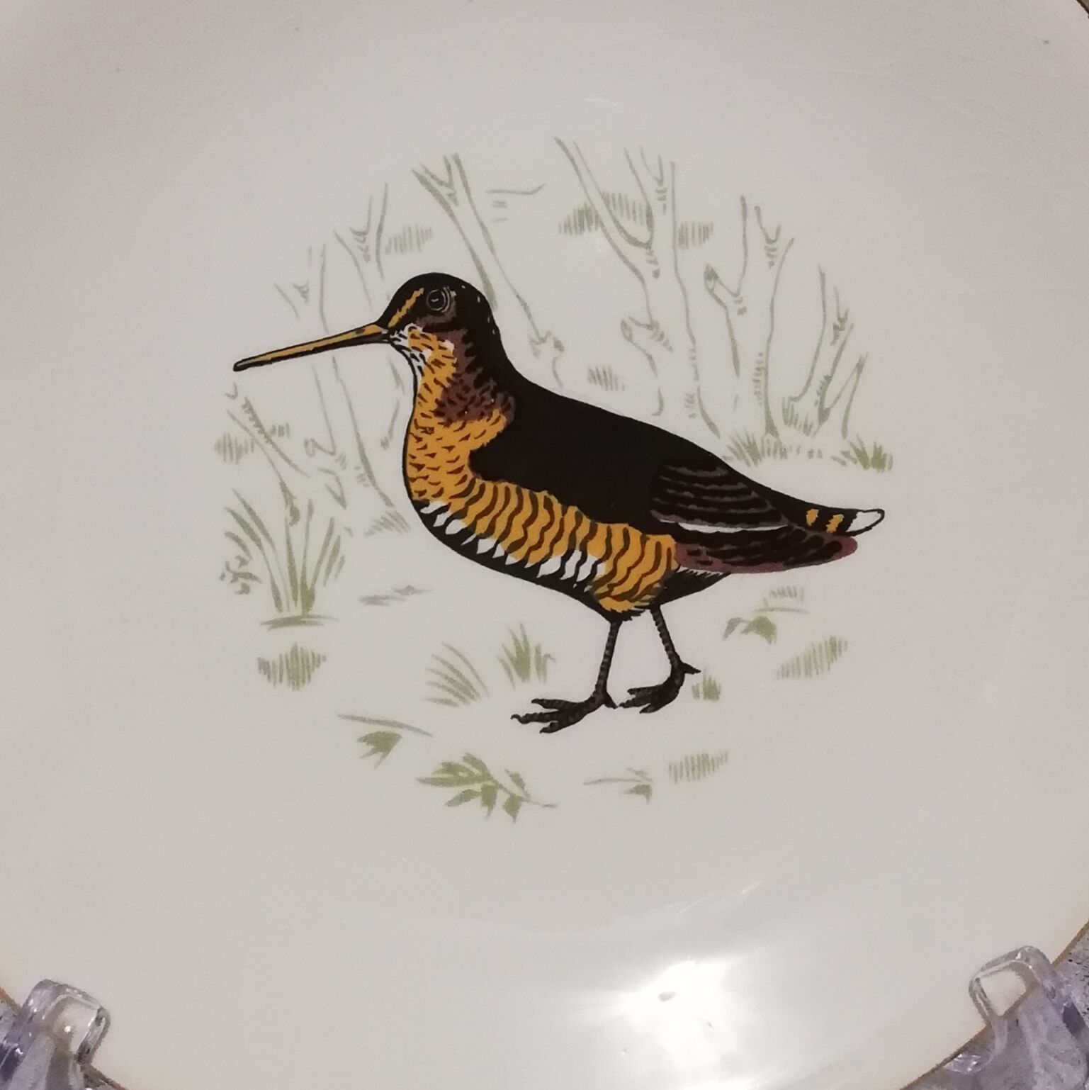 6 flat plates Gien Marly "birds of the forests"