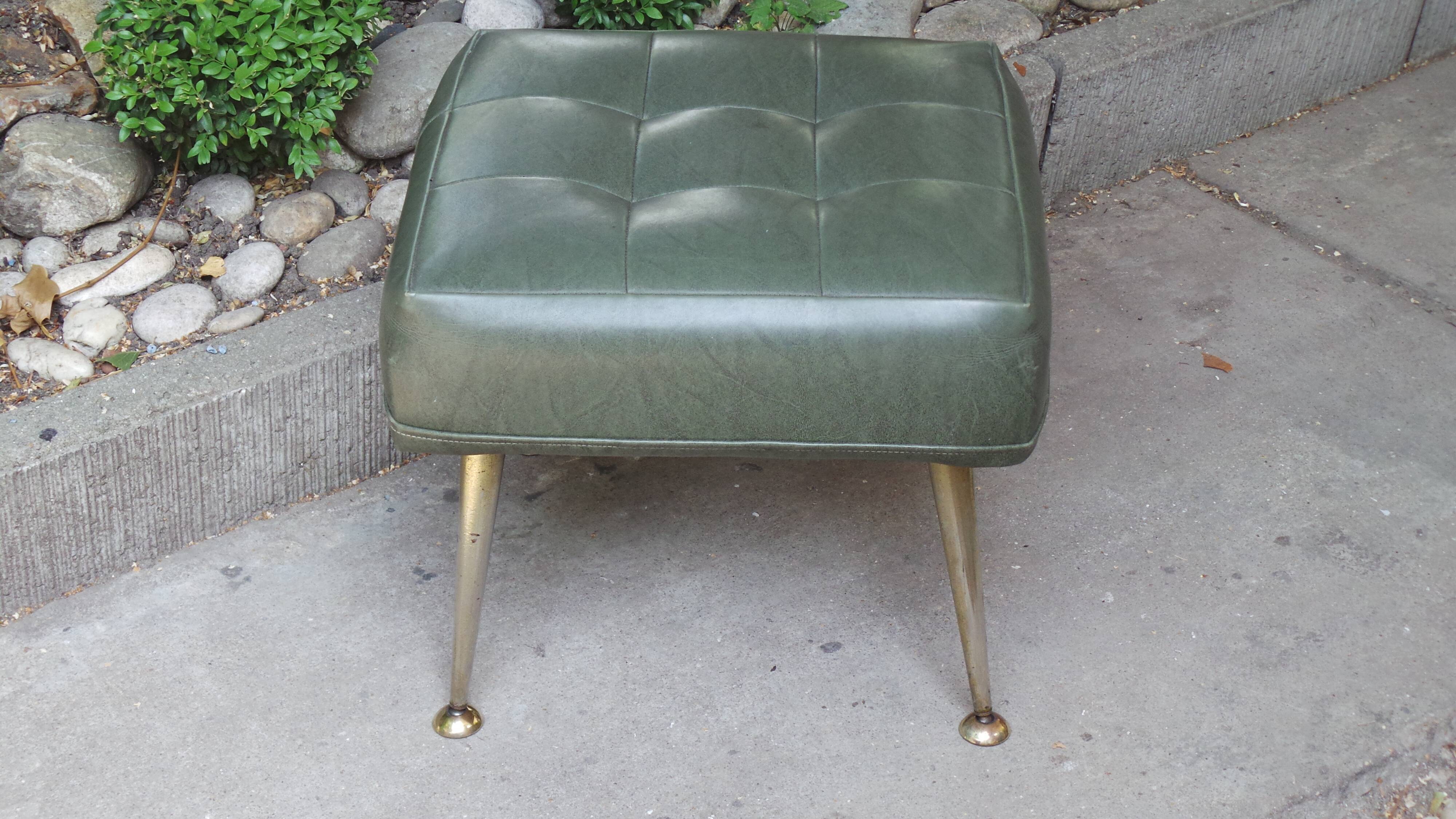 Stool footrest in green skaï