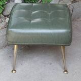 Stool footrest in green skaï