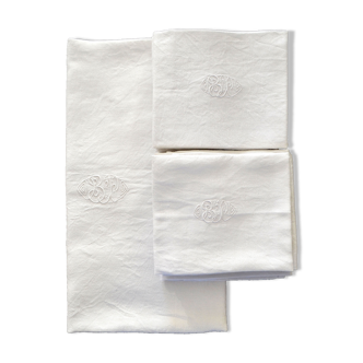 Nappe et serviettes coton damassé