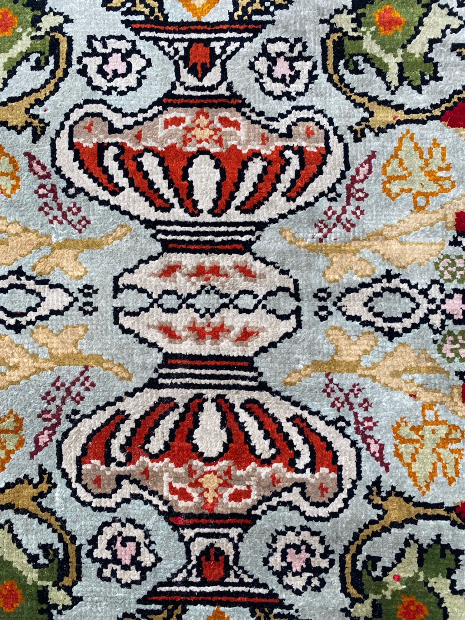 Tapis vintage turc en soie fait main 74x146 cm