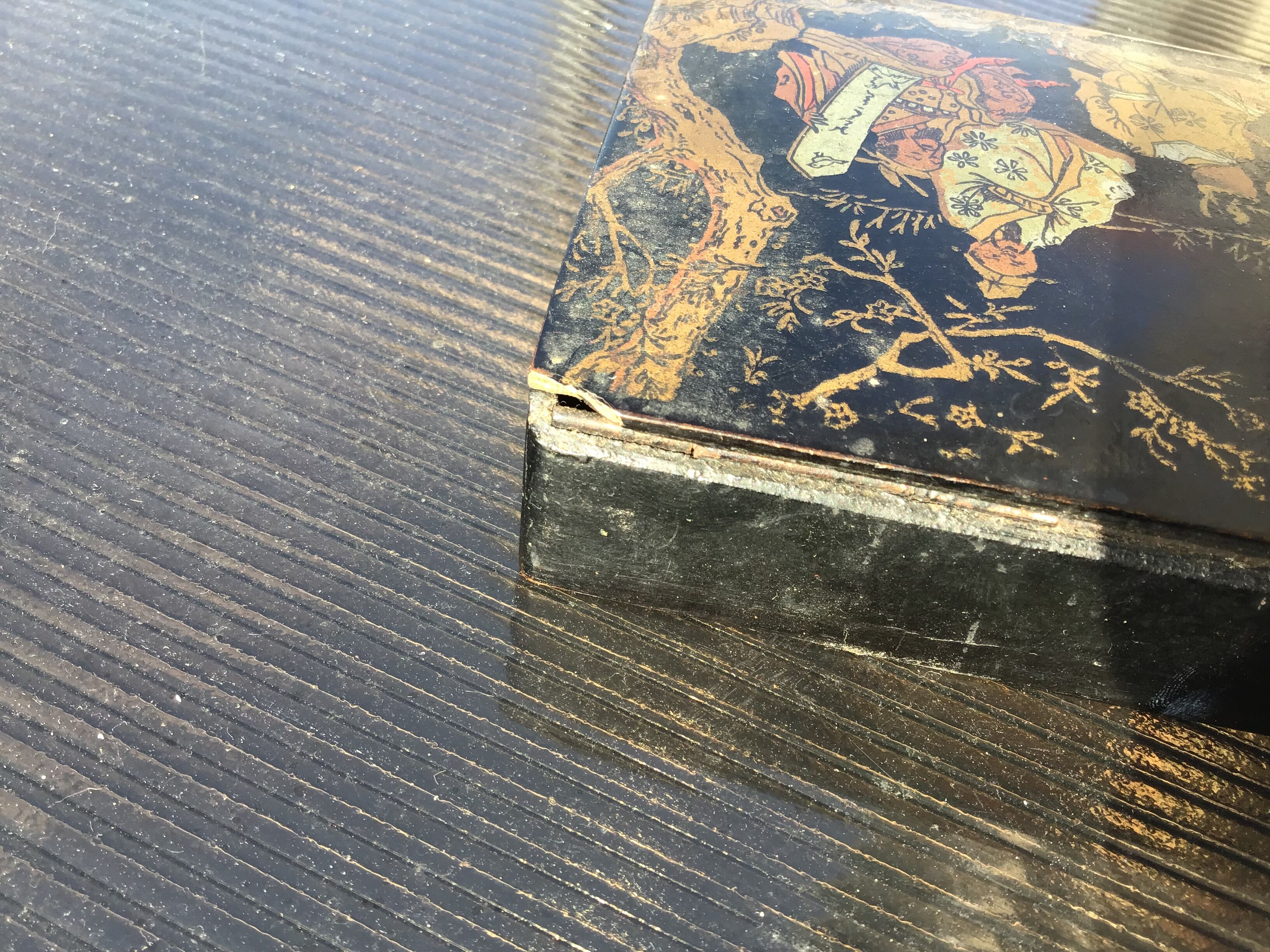 Boîte plumier carton bouilli napoleon iii décor japonisant