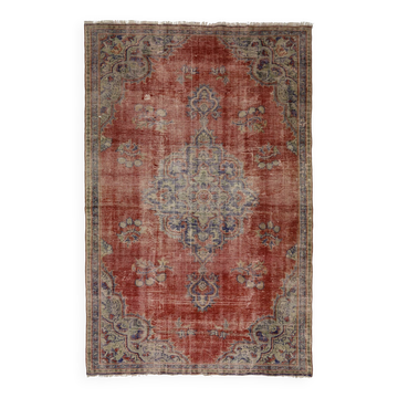 Turkish Anatolian Handmade Vintage Rug 244 cm x 158 cm