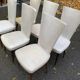 6 vintage Scandinavian chairs in solid wood and beige leather, circa 1960