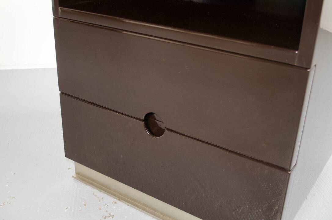 Mb16 brown lacquered chest by luigi caccia dominioni 70's azucena editor