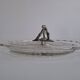 Art Deco Pressed Glass Divided Serving Dish with Alpaca Handle, 1930