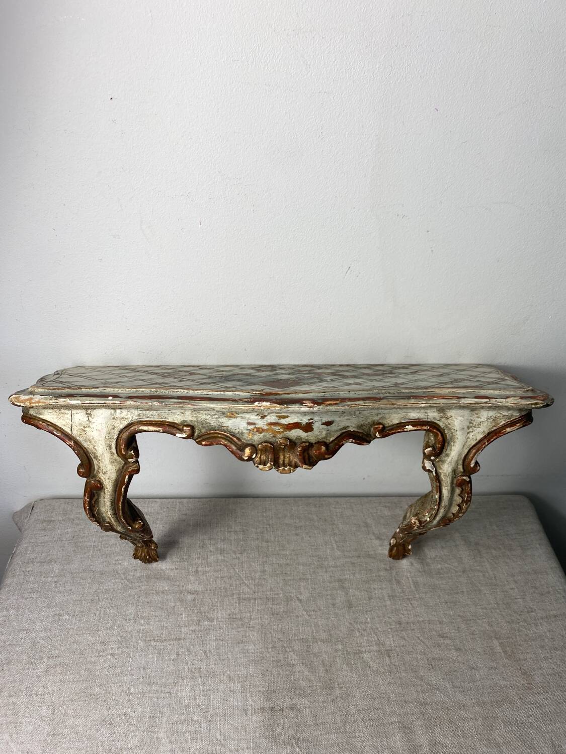 Florentine style wooden wall console