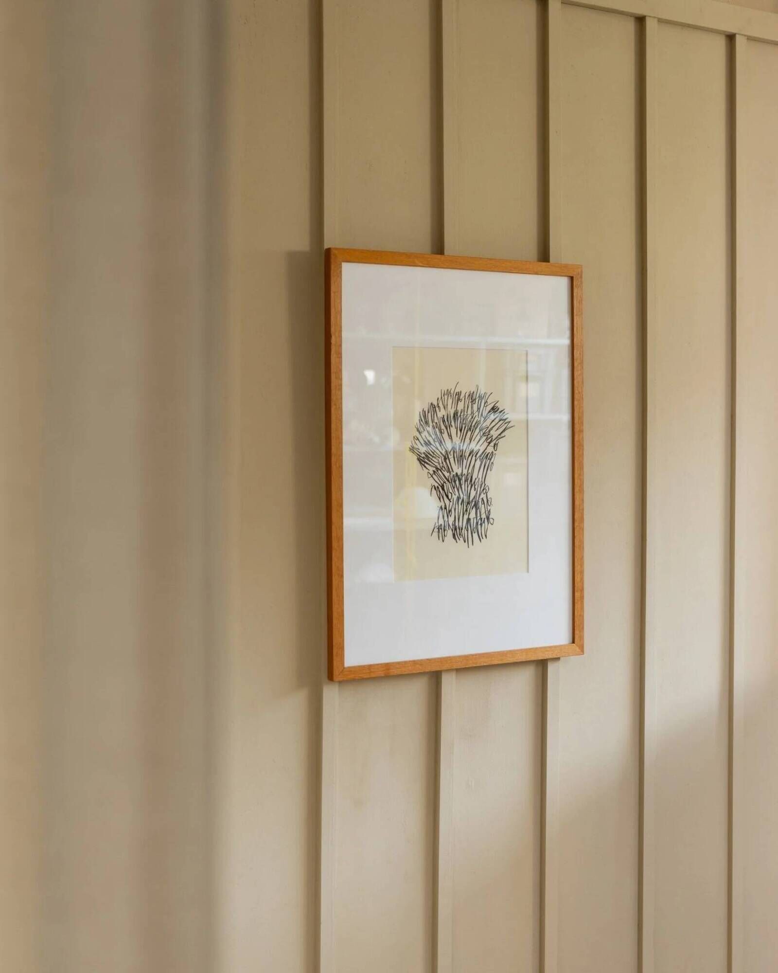 Noir charcoal on paper – Original 2019 abstract drawing in wooden frame by Paul Wilhelm Jacobs