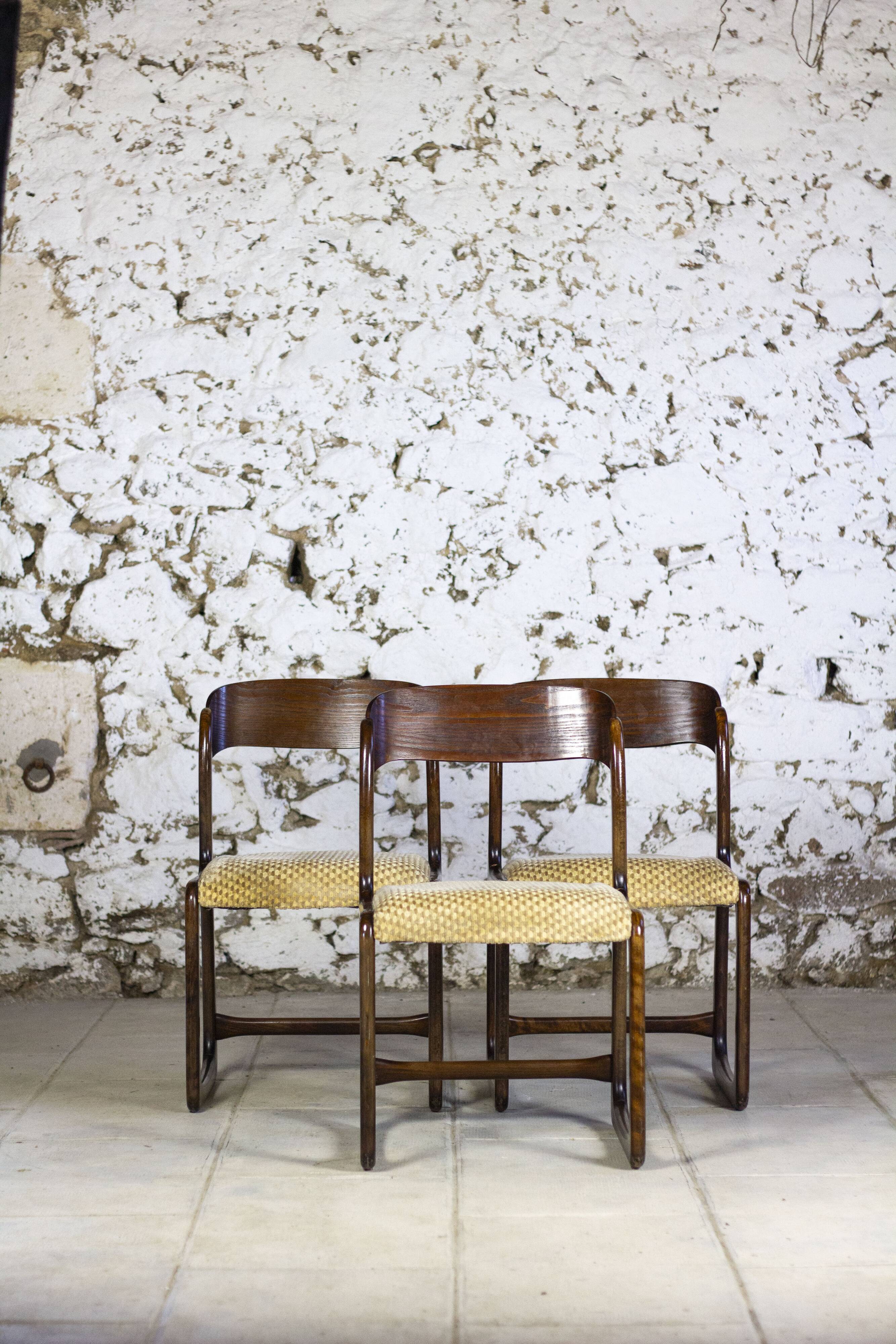 Set of 3 sleigh chairs by Baumann, 1960