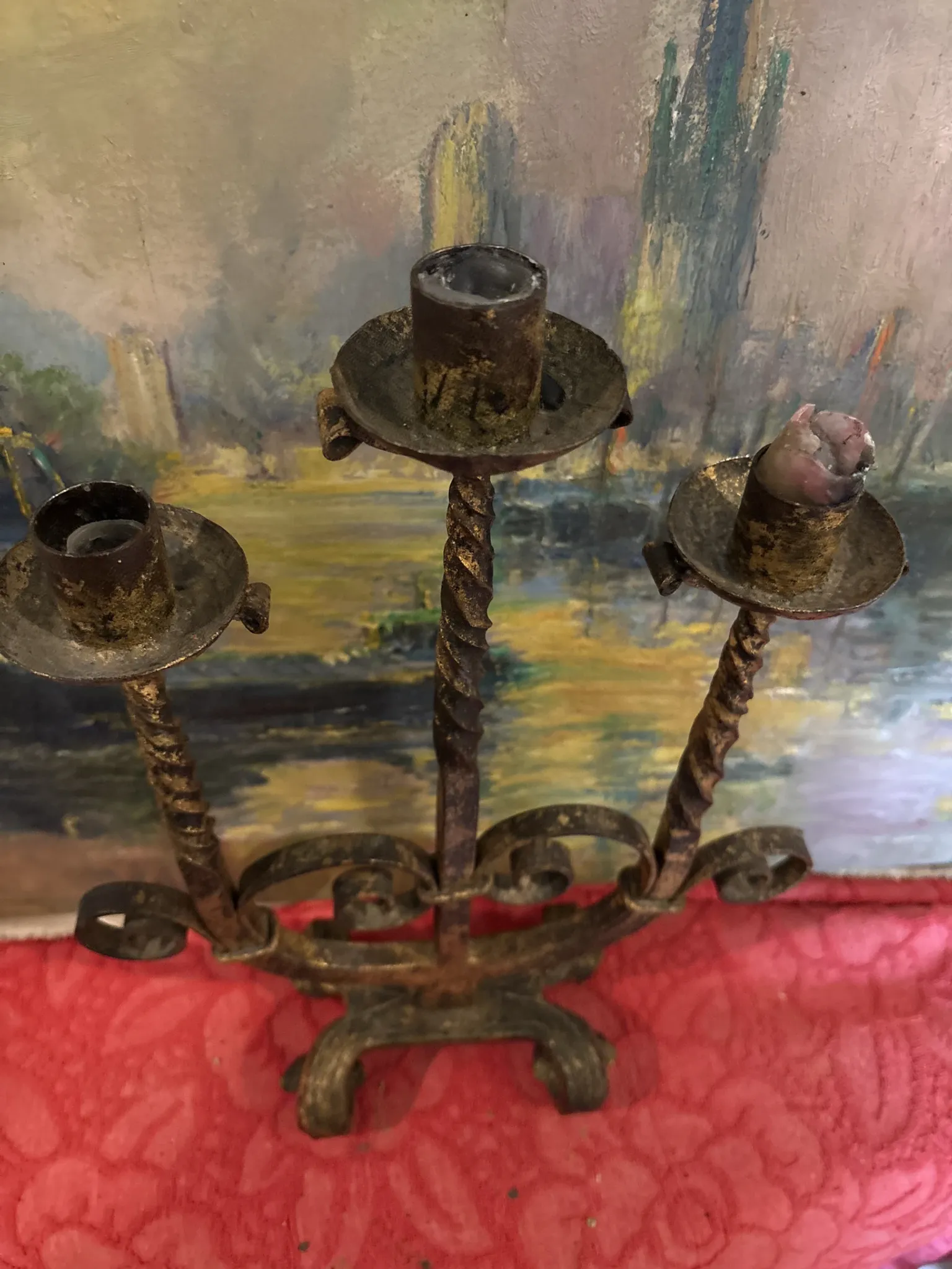 Golden wrought iron chandelier