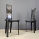 Vintage black leather high back dining chairs, set of 6, 1980s