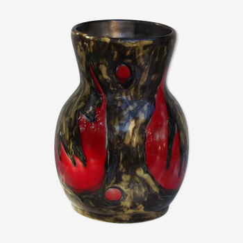 Vase vintage en céramique multicolore signé G.Maire années 1960